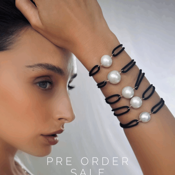 צמיד חבל פנינה שחור