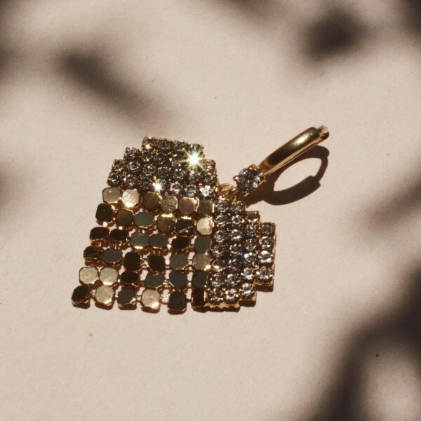 עגיל לב רשת זהב