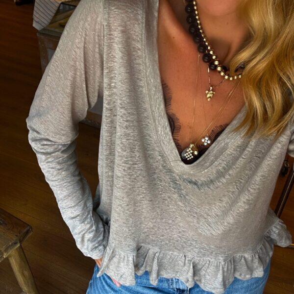 טישרט פשתן וולן ירוק דשא בהיר