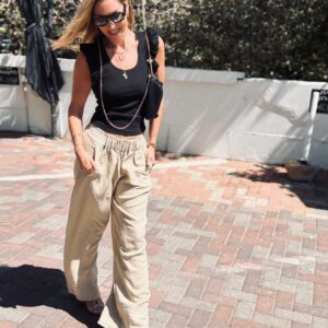 מכנס לינן ירוק