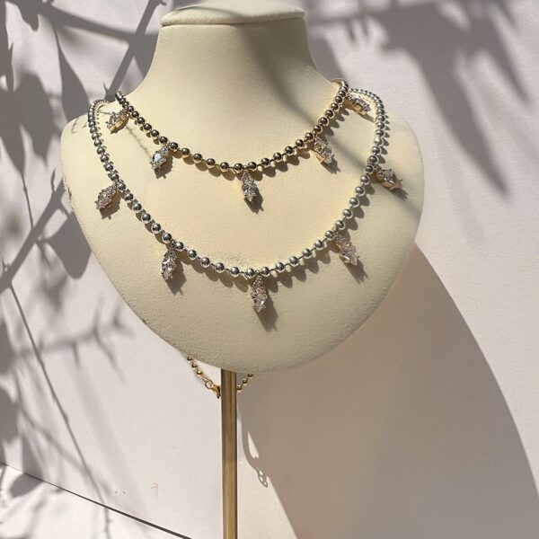 שרשרת אליאנה אבנים עבה כסף